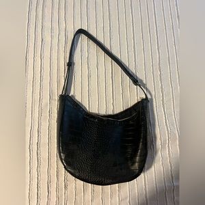 Faux leather black shoulder bag!